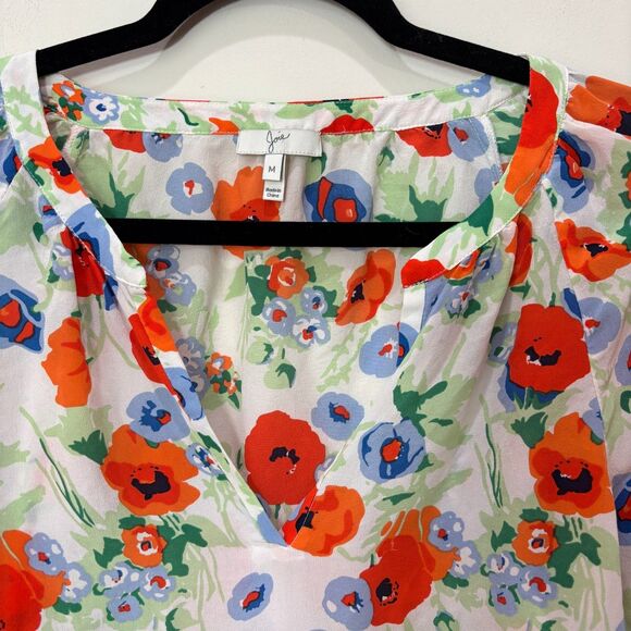 Joie 100% Silk Multi Floral Blouse Women M Poppies Bloom Artsy Airy Cottagecore - Picture 3 of 8